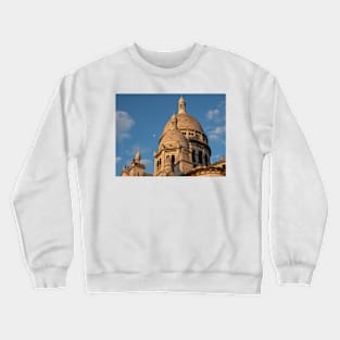 The Moon over Sacre Coeur Domes at Sunrise Crewneck Sweatshirt